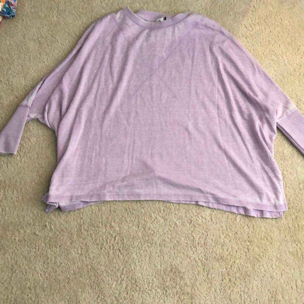Distressed lavender pullover.